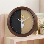 Split-Design Wall Clock with Cute Peeking Animals