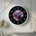 Purple Nebula Marble Print White Wall Clock