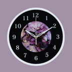 Purple Nebula Marble Print White Wall Clock
