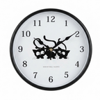 Playful Three Cats Silhouette Black Wall Clock