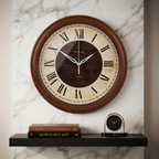 Two-Tone Cream and Dark Rim Wood Pattern Wall Clock