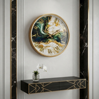 Emerald Green and Gold Marble Wall Clock