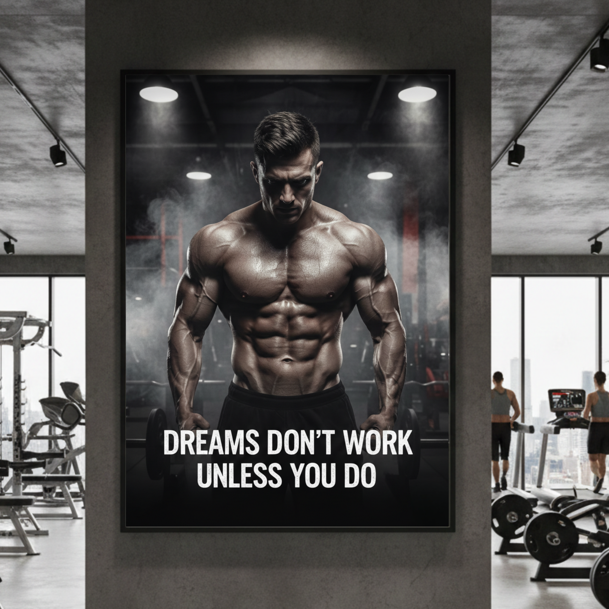 "Dreams Don't Work Unless You Do" – Gym Wall Art
