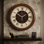 Two-Tone Cream and Dark Rim Wood Pattern Wall Clock