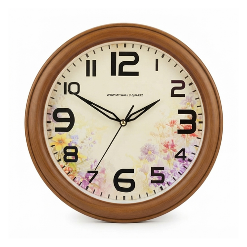 "The Spring Blossom" Floral Watercolor Wood Pattern Clock
