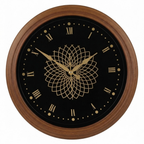 Wood Pattern  Wall Clock with Intricate Gold Mandala