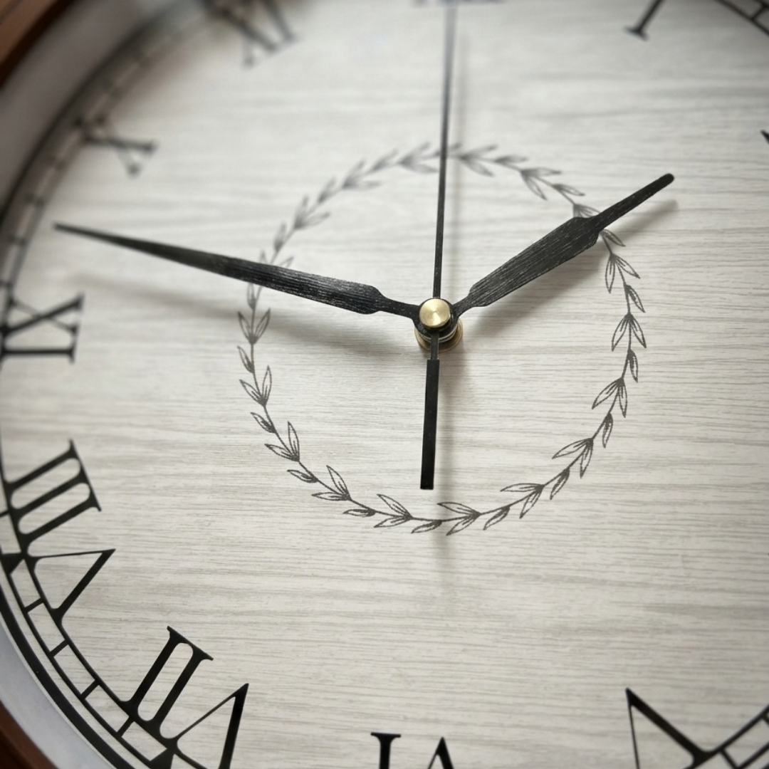 Distressed White Finish Wood Pattern Wall Clock
