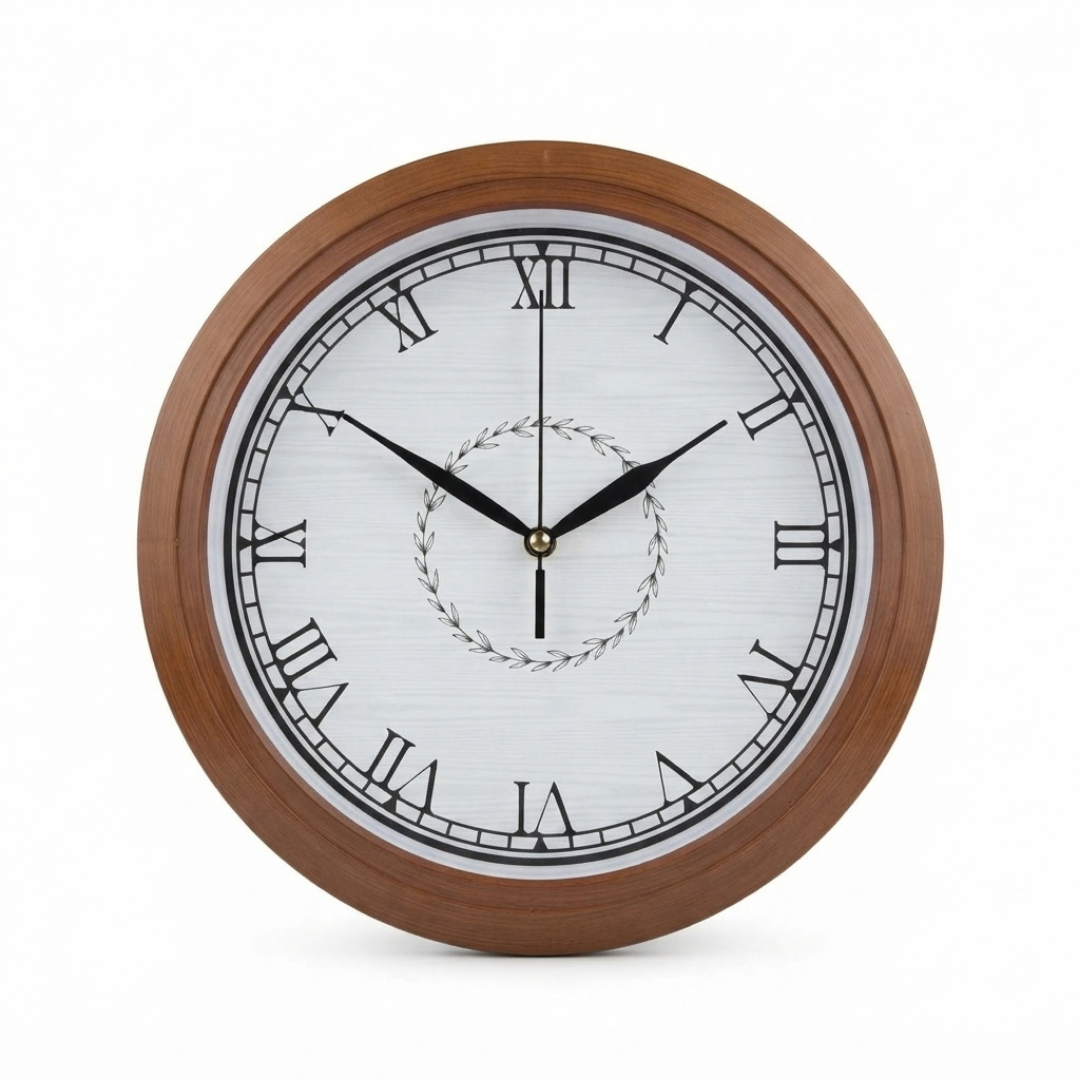 Distressed White Finish Wood Pattern Wall Clock