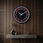 Black Wall Clock with Wood Pattern Inner Design