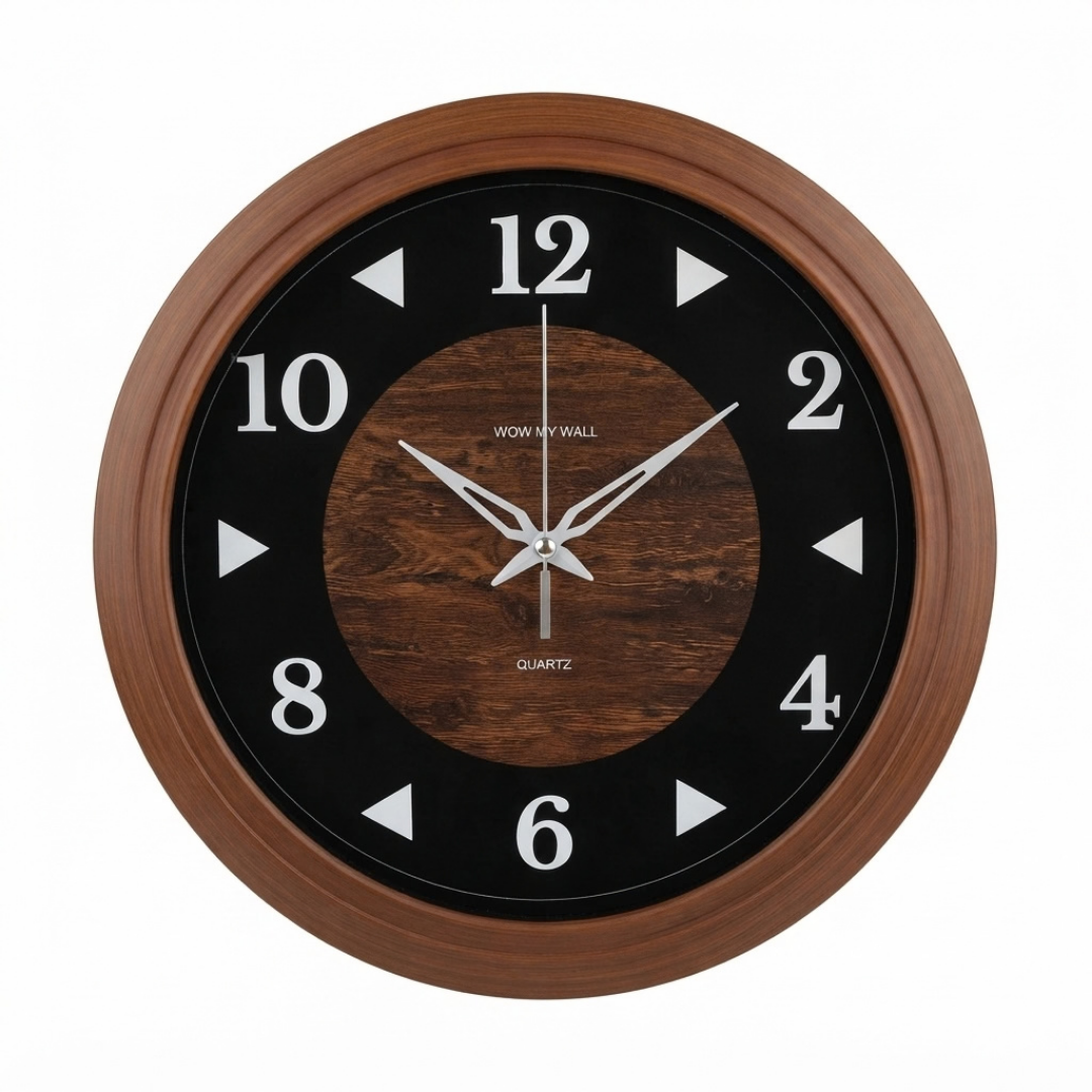 Wood Pattern Wall Clock with Dark Center