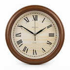Natural Light Wood Pattern Wall Clock with Roman Numerals