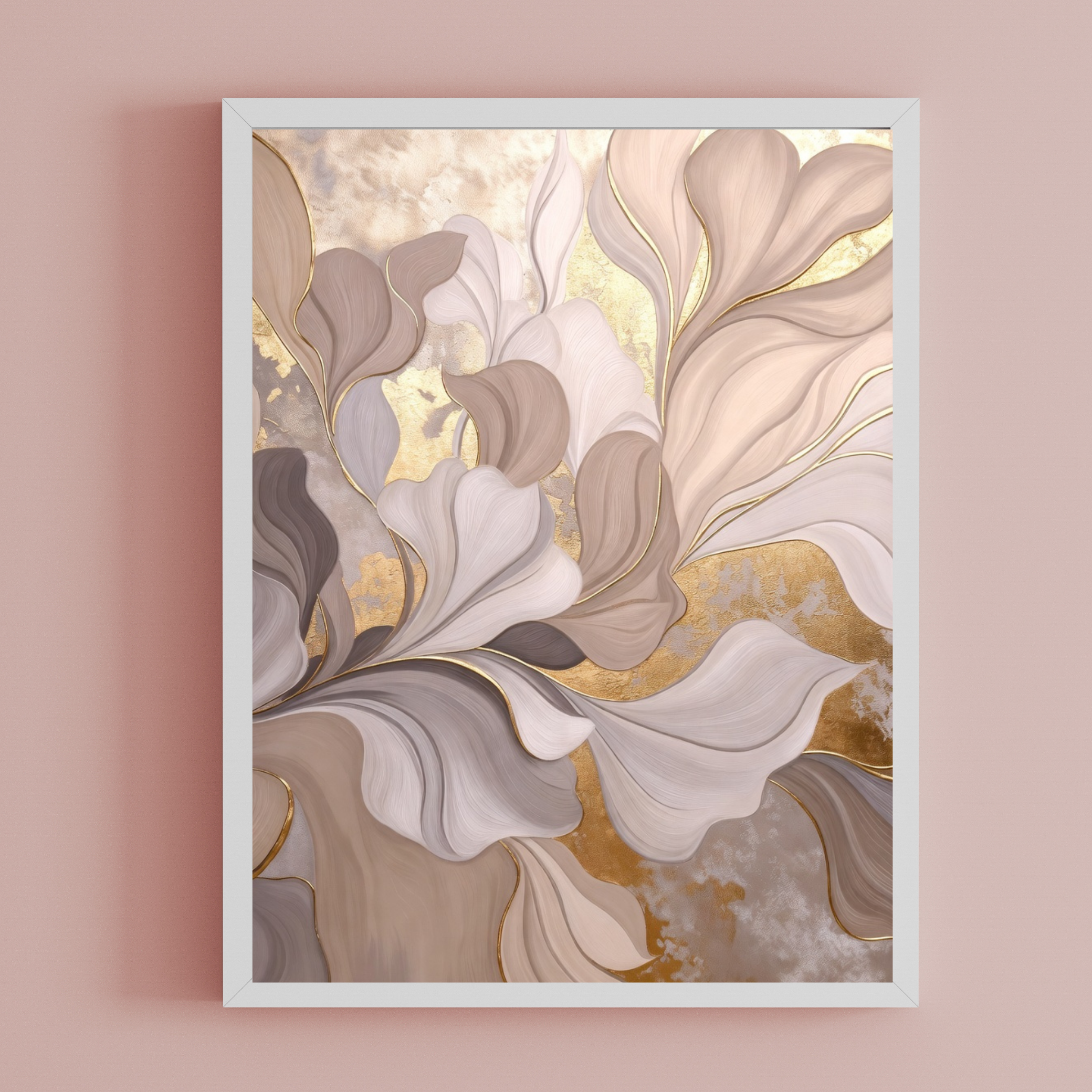 "Serenity Leaf" Modern Botanical Digital Art Frame