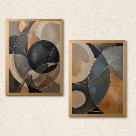 Modern Geometric Abstract 2-Piece Wall Art Set