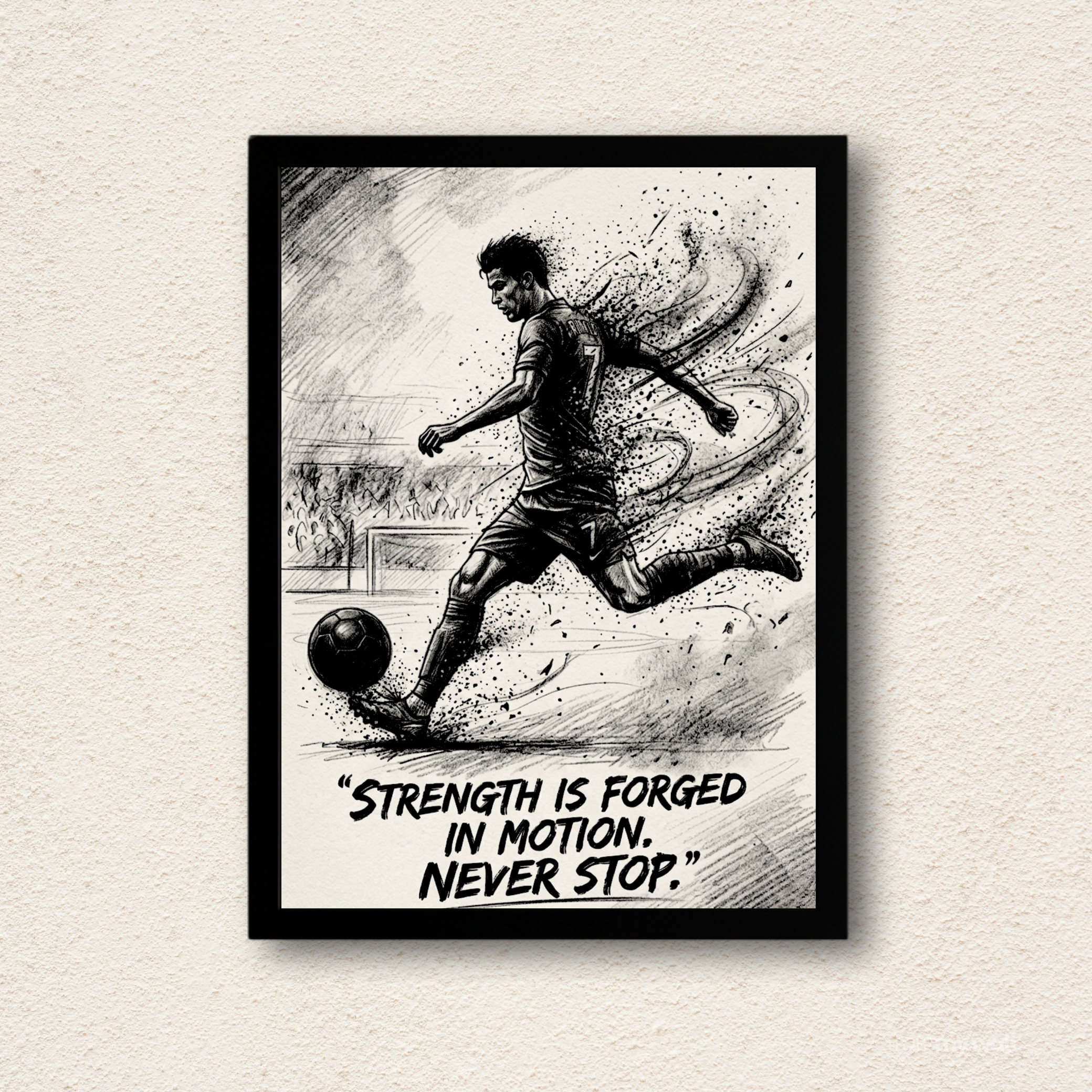 Football Motivation Wall Art – Strength Is Forged Quote Frame