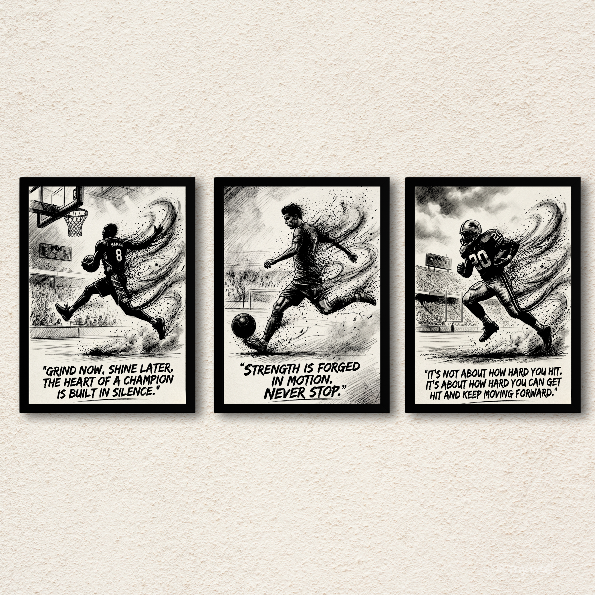 Sports Motivation Wall Art — Set of 3