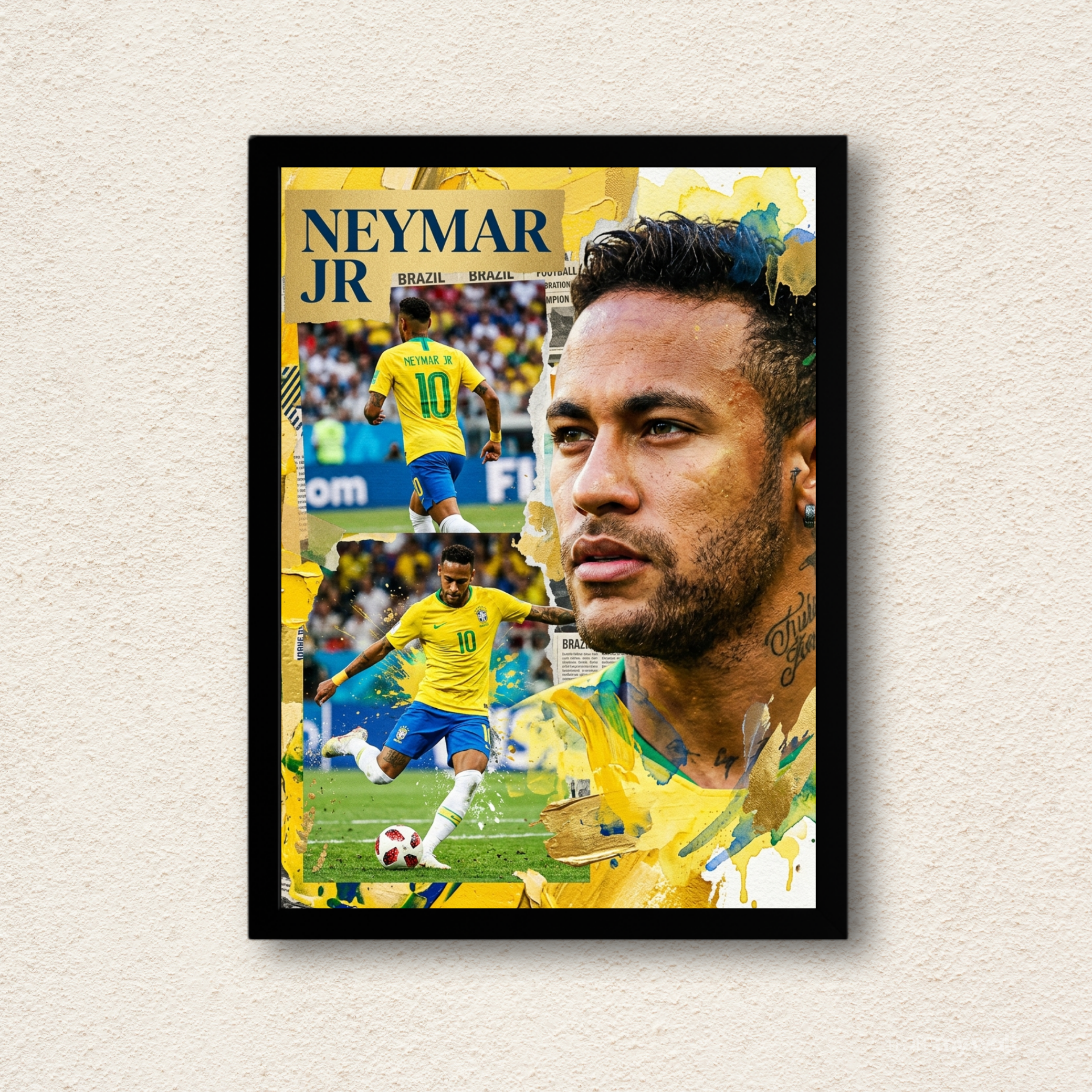 Neymar Jr Brazil Samba Style Wall Frame