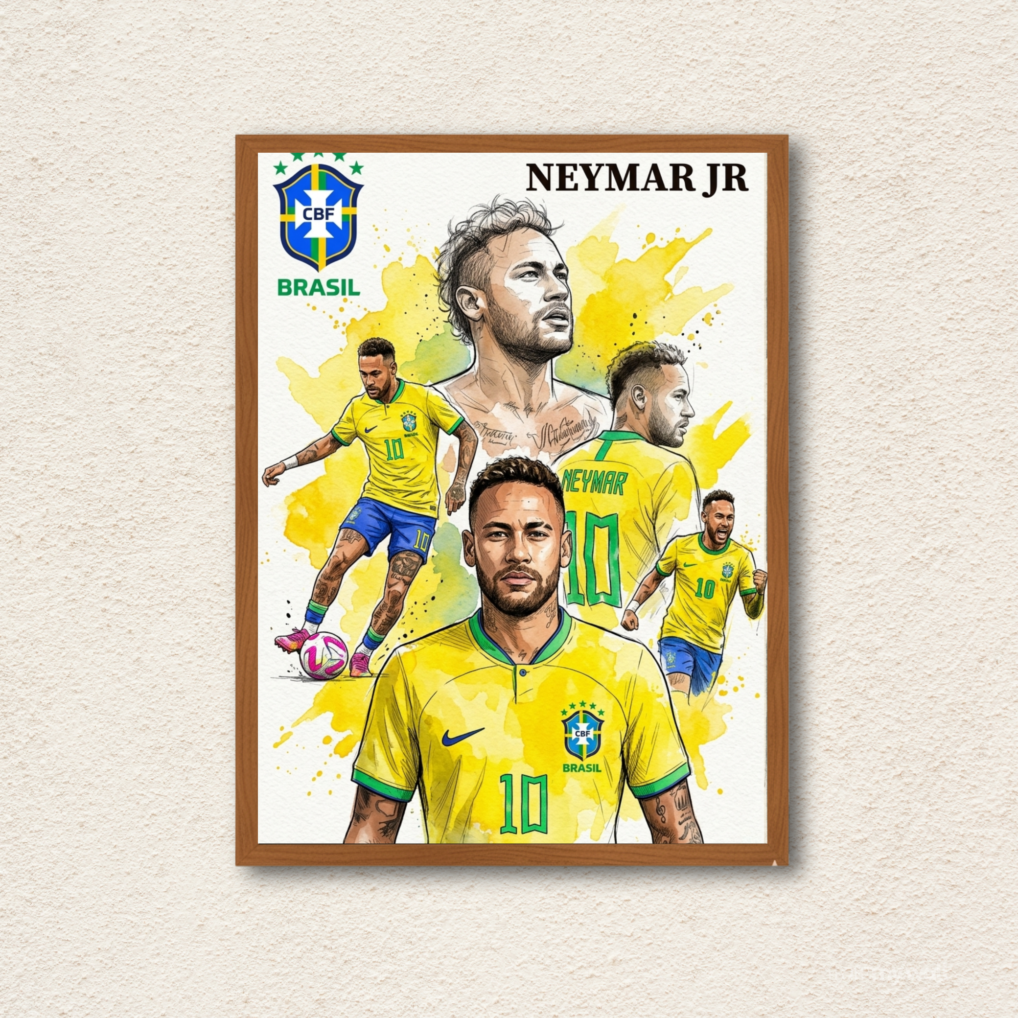 Neymar Jr CBF Brazil Wall Frame
