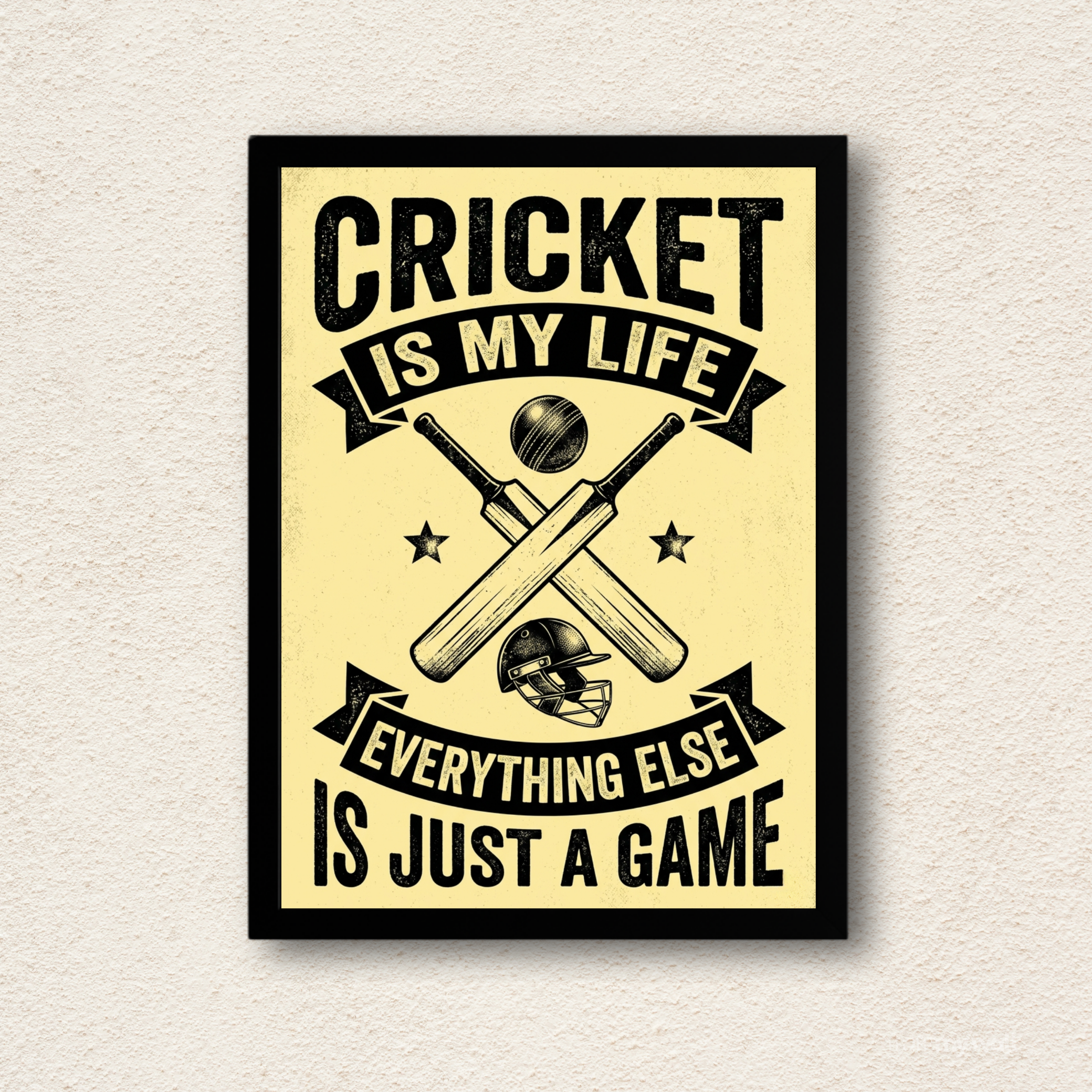 "Cricket Is My Life" Vintage Motivational Wall Frame