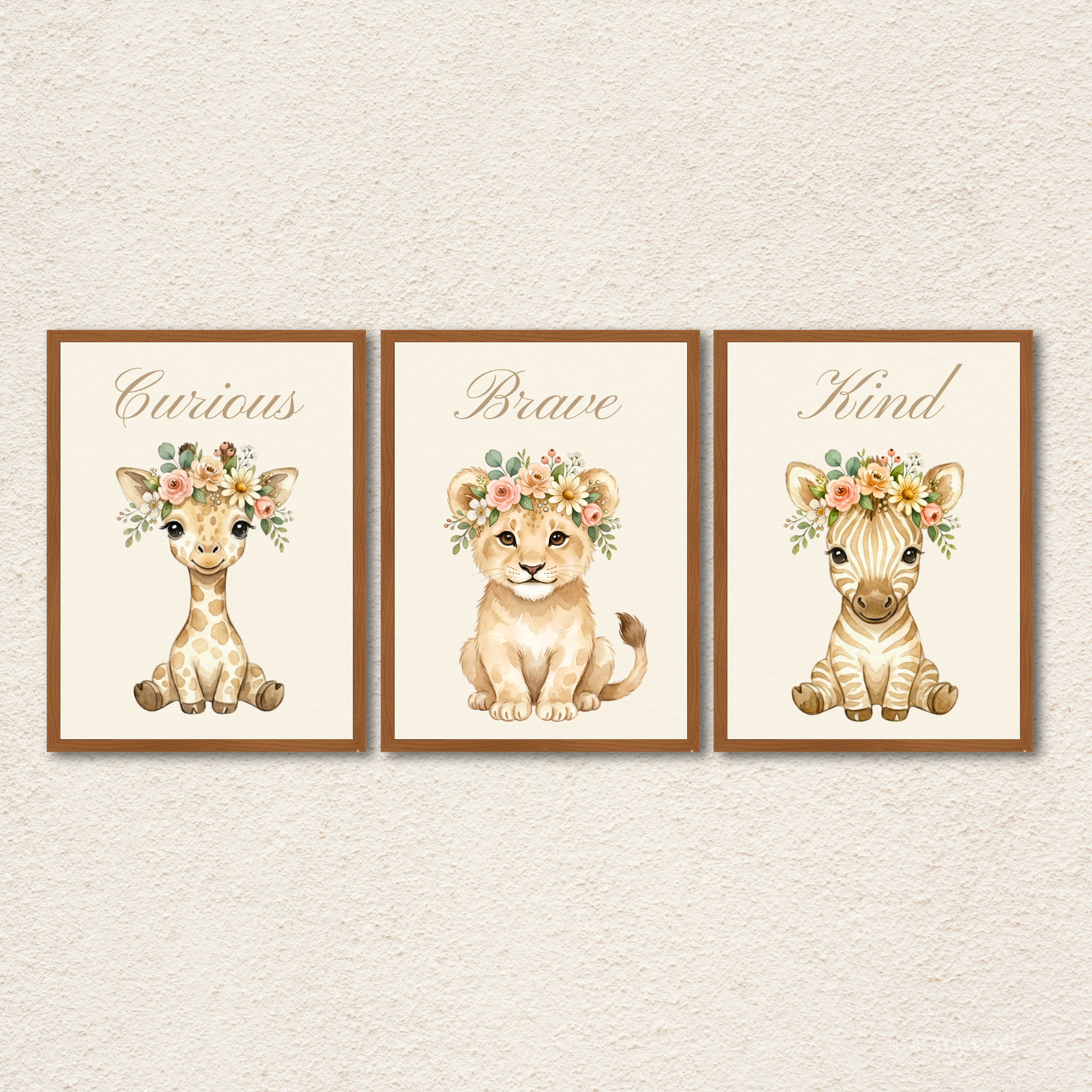 Safari Nursery Wall Art Set of 3 –  Baby Animal Prints