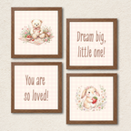 Teddy Bear & Bunny Wall Art – Set of 4 Pink Nursery Prints