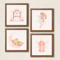 Fairy & Sleeping Bear Wall Art – Set of 4 Pink Nursery Prints
