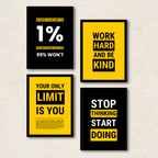 Motivational Quote Canvas Wall Art Set – 4-Piece Posters for Office & Home Decor