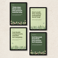 Botanical Motivational Wall Art Set – 4-Piece Sage Green Inspirational Quotes Canvas Prints for Office, Bedroom & Wellness Decor