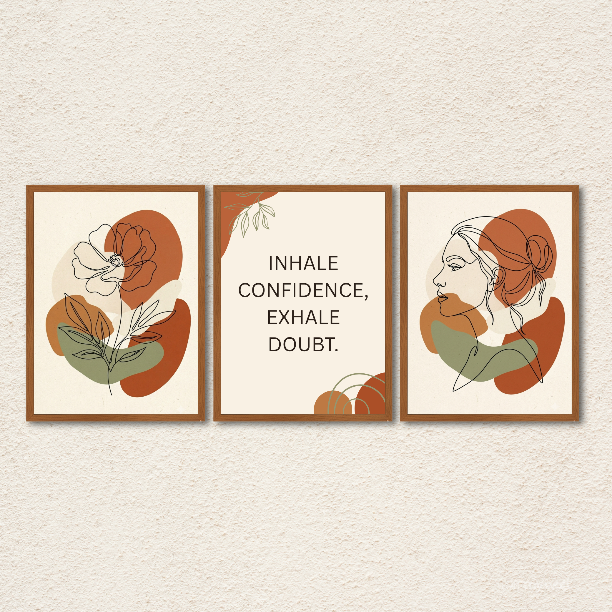 Boho Line Wall Art Set – "Inhale Confidence"