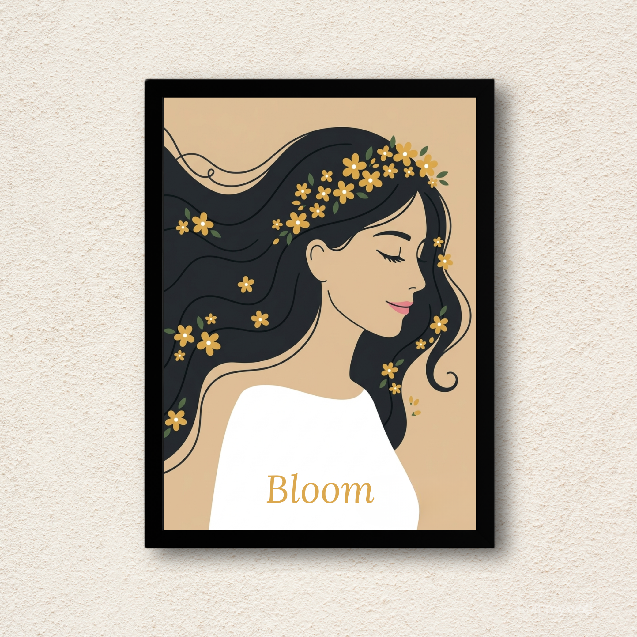 "Bloom" Floral Woman Minimalist Wall Art