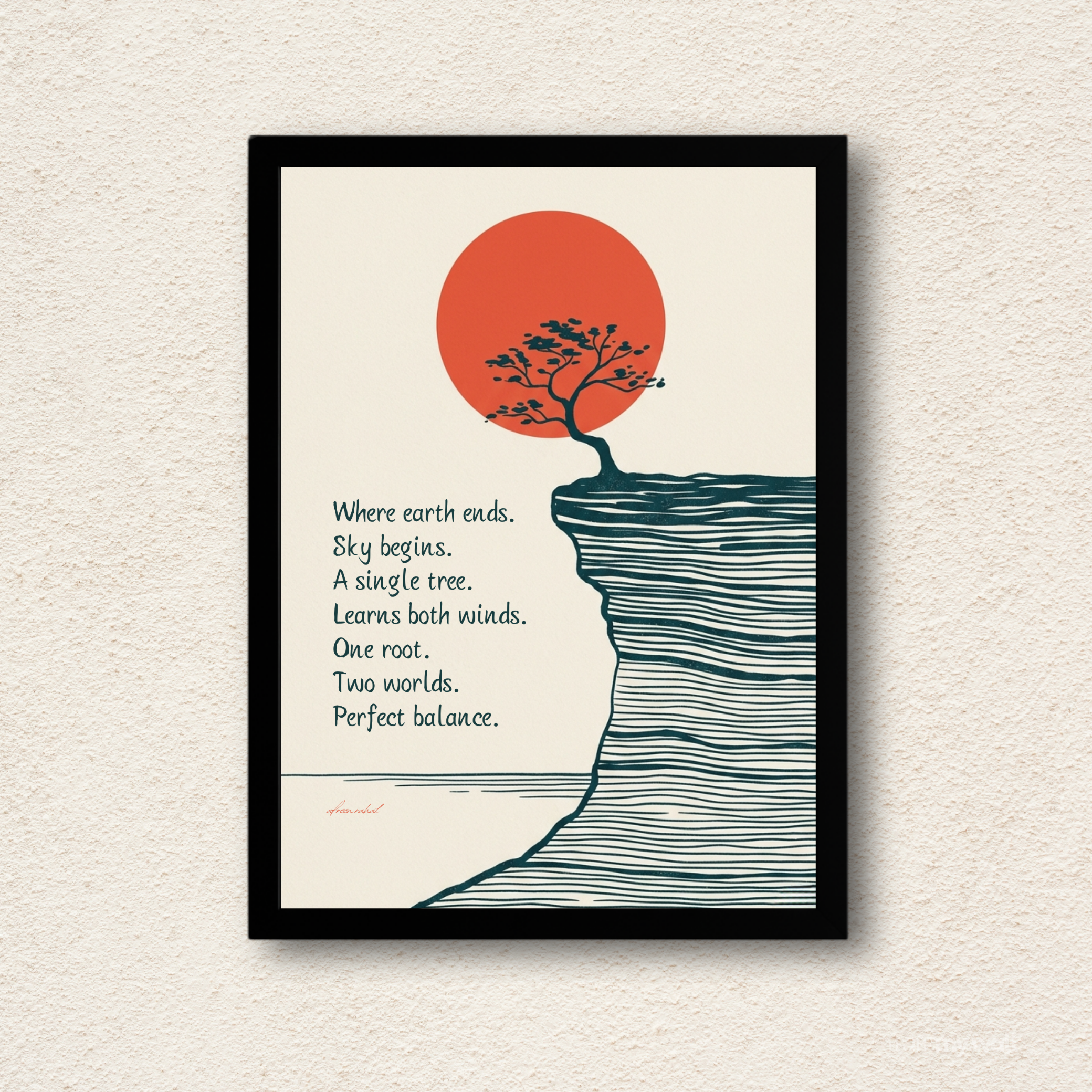 "Perfect Balance" Japanese Zen Cliff & Tree Wall Art