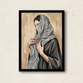 "Grace in Stripes" Elegant Veiled Woman Portrait