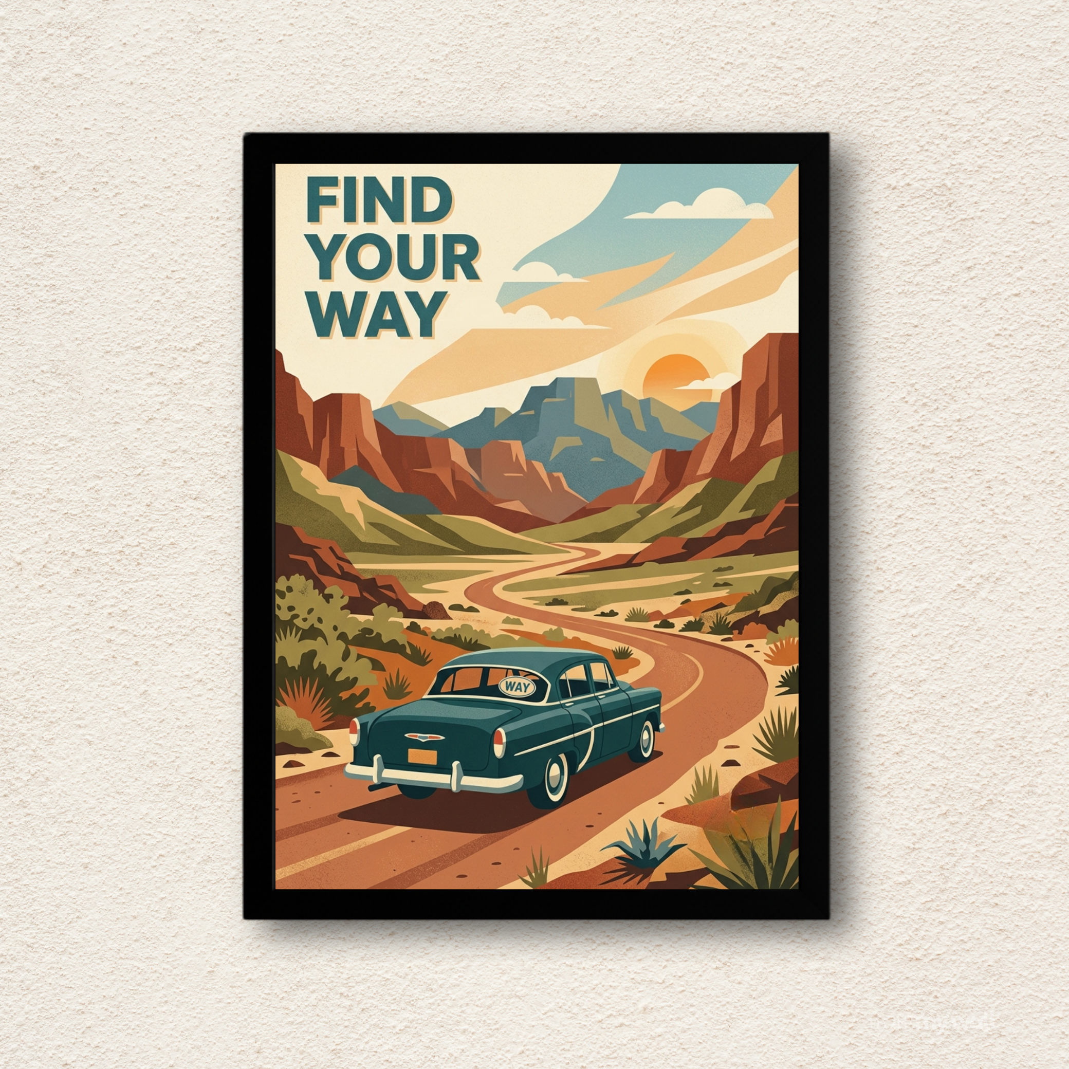 "Find Your Way" Vintage Road Trip Wall Art