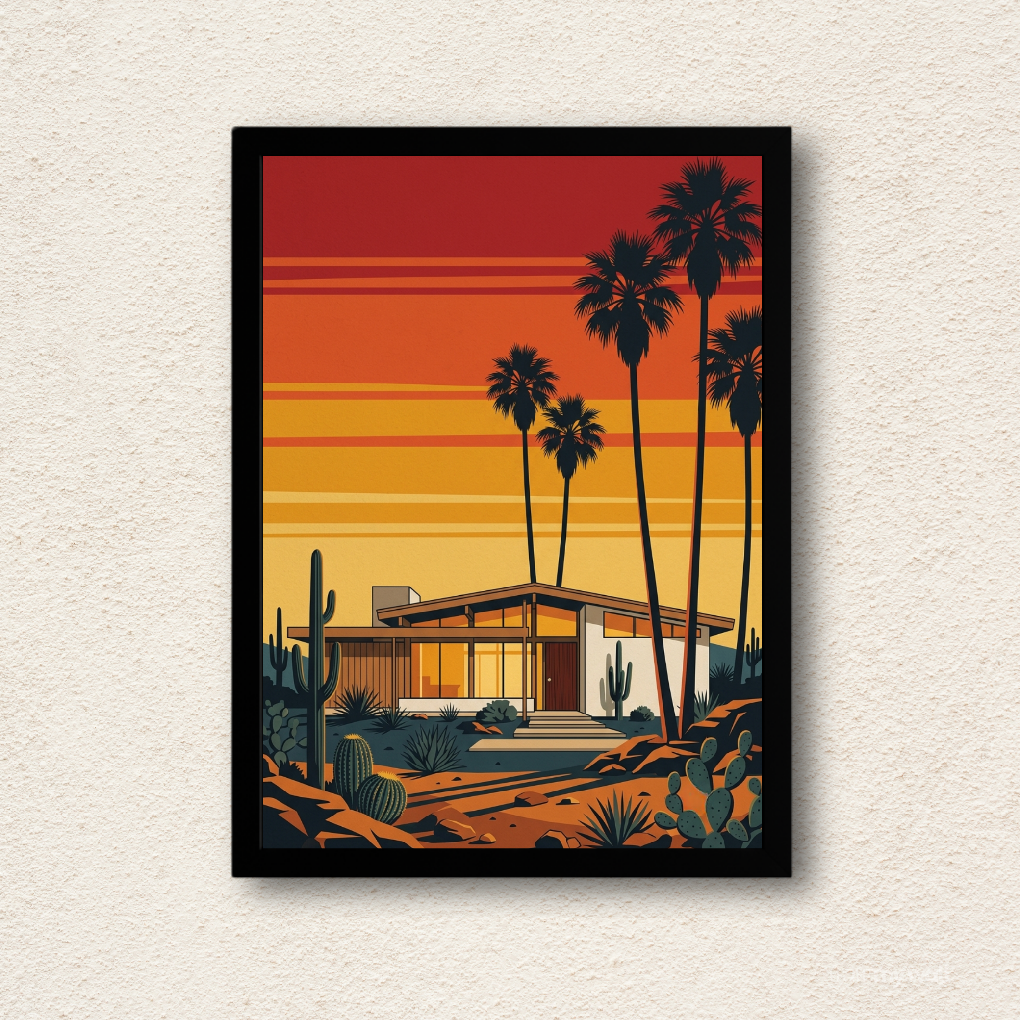"Palm Springs Sunset" Mid-Century Modern Wall Art