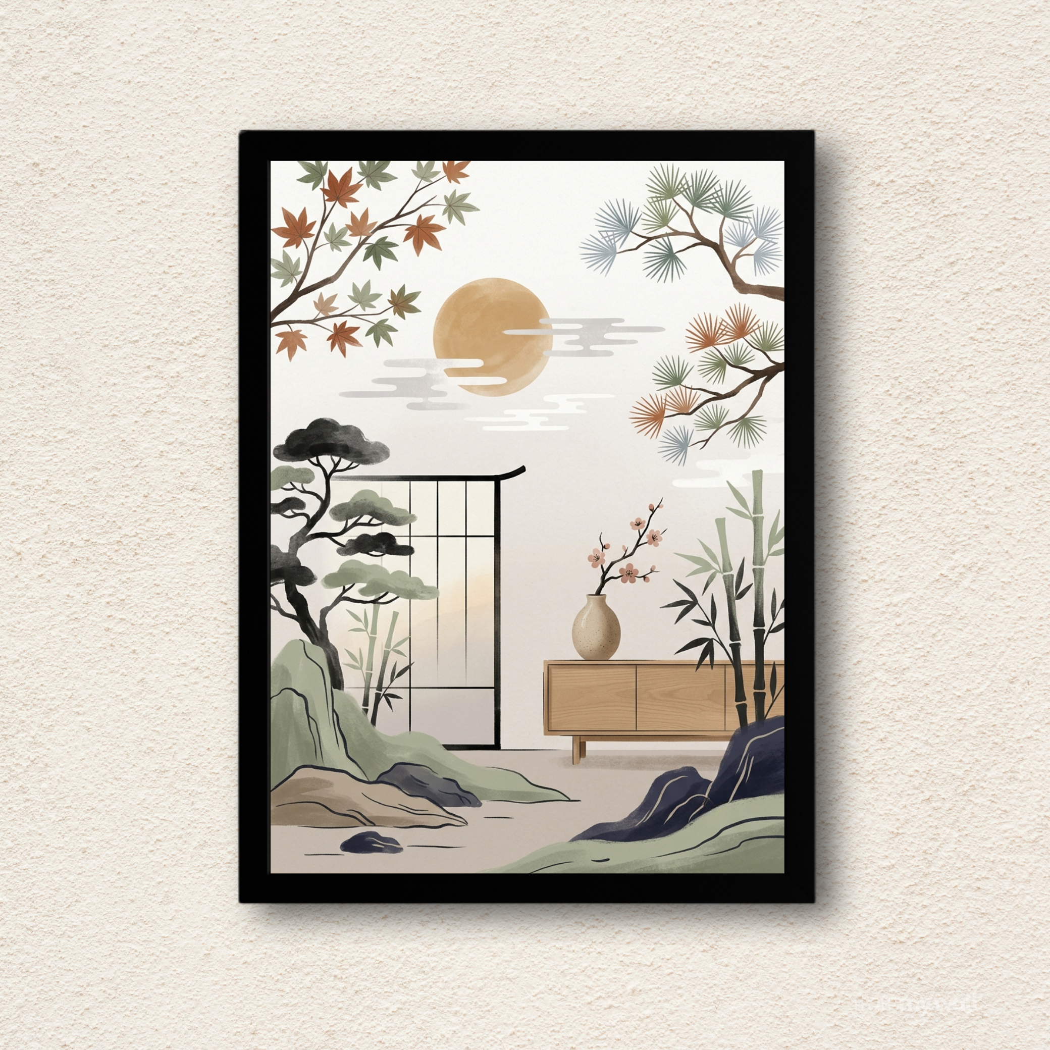 "Zen Sanctuary" Japanese Landscape Wall Art