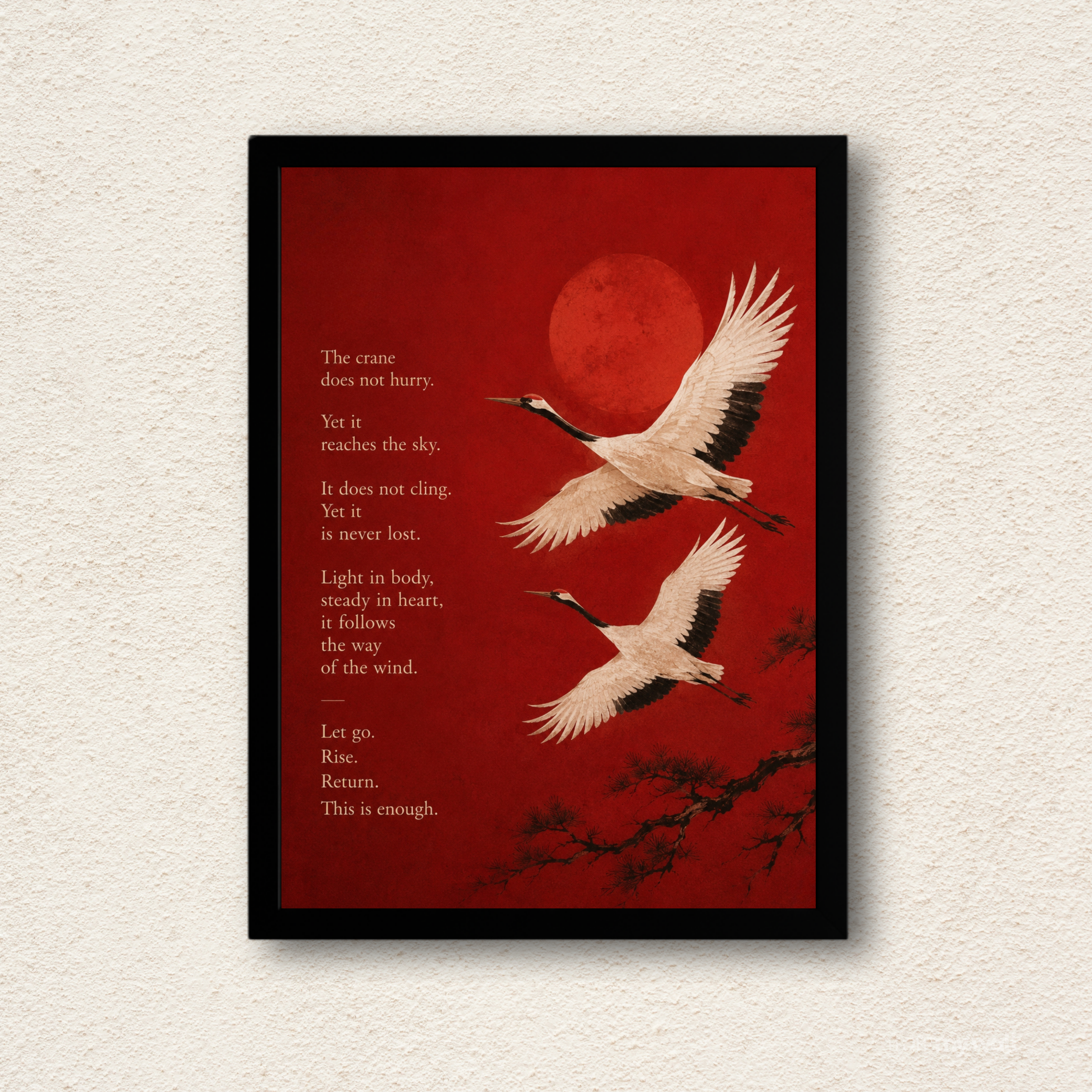 Flying Cranes Zen Poetry Wall Art