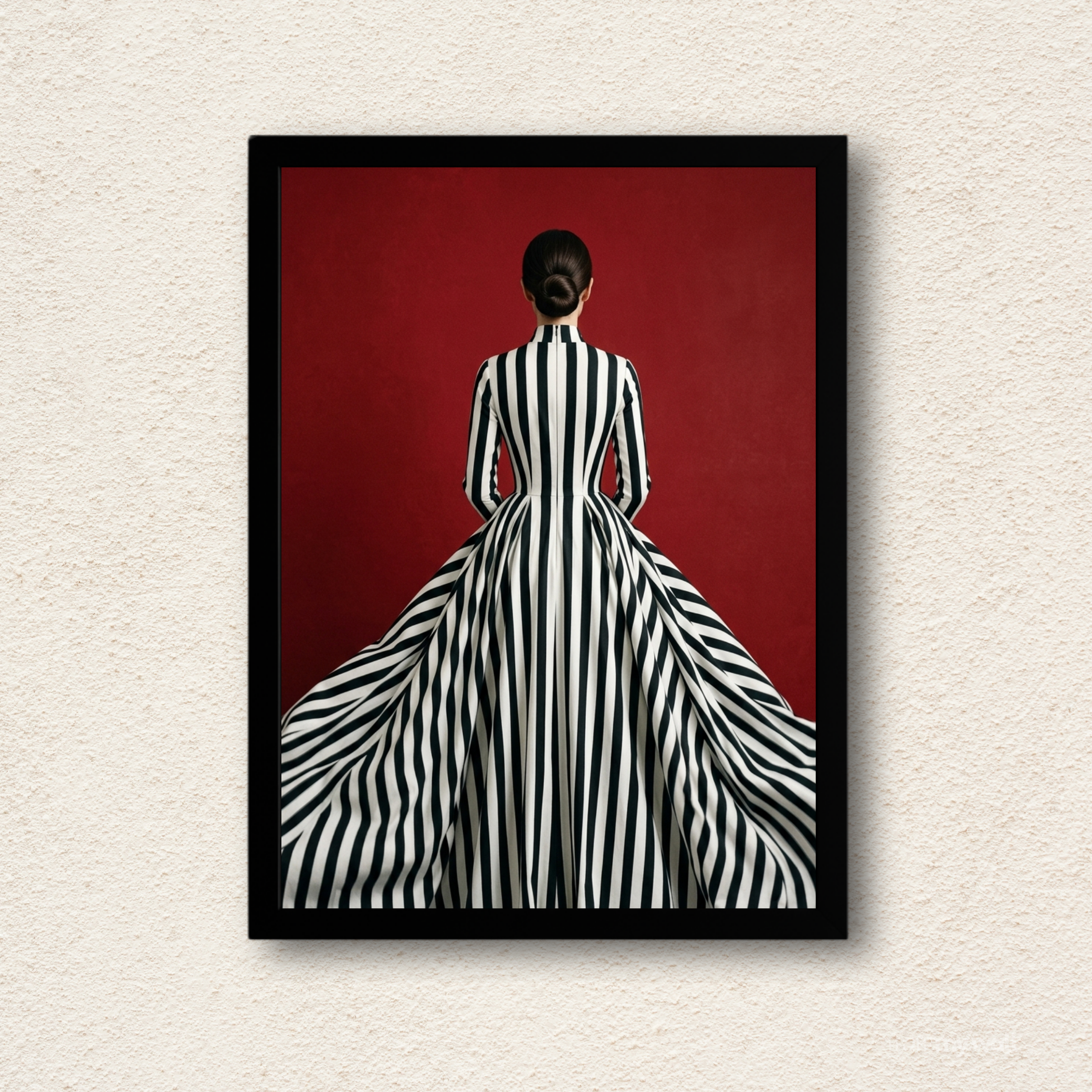 Monochrome Elegance on Crimson Wall Art