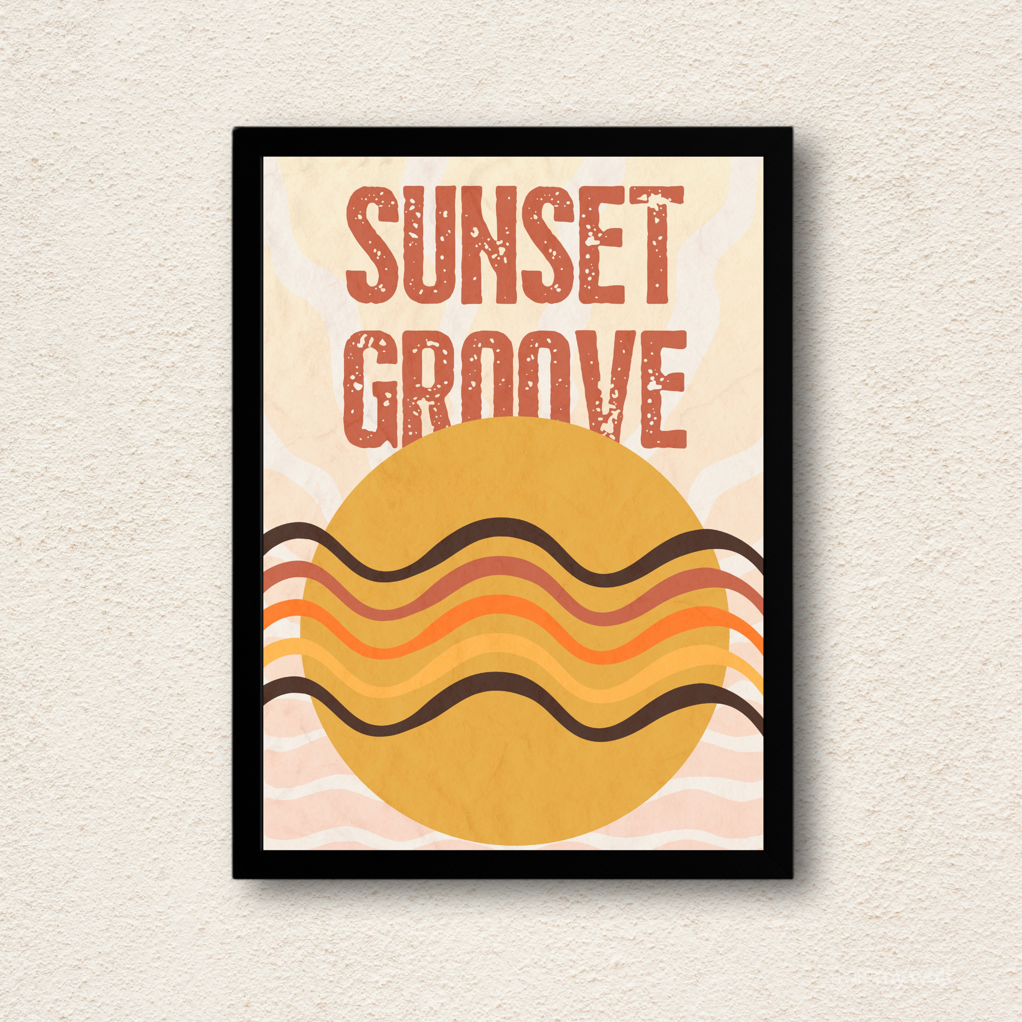 Sunset Groove Retro Wall Frame