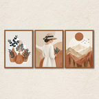 Boho Earthy Landscape & Botanical Wall Frame Set (3-Piece)