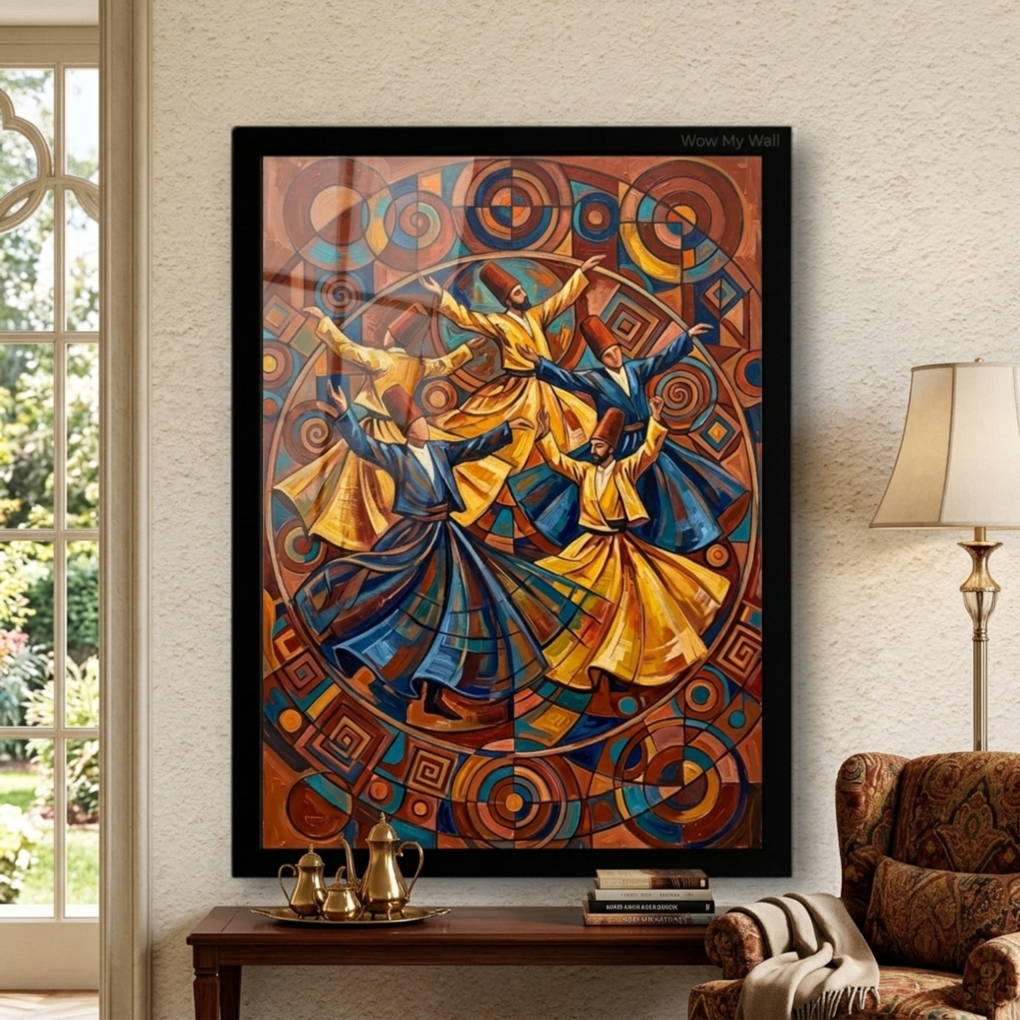 Sufi Whirling Dervishes Abstract Wall Frame