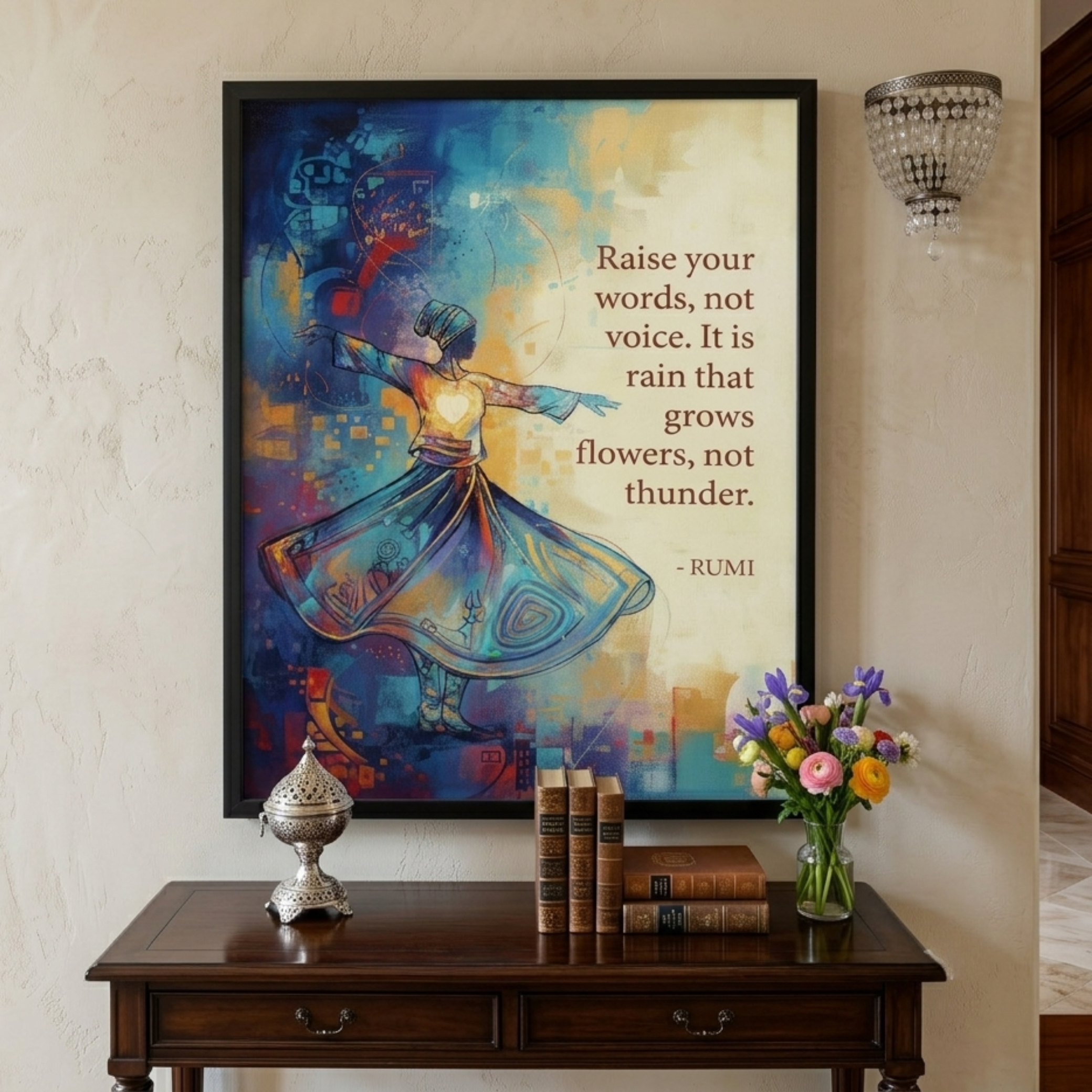 Rumi Poetry & Whirling Dervish Wall Frame