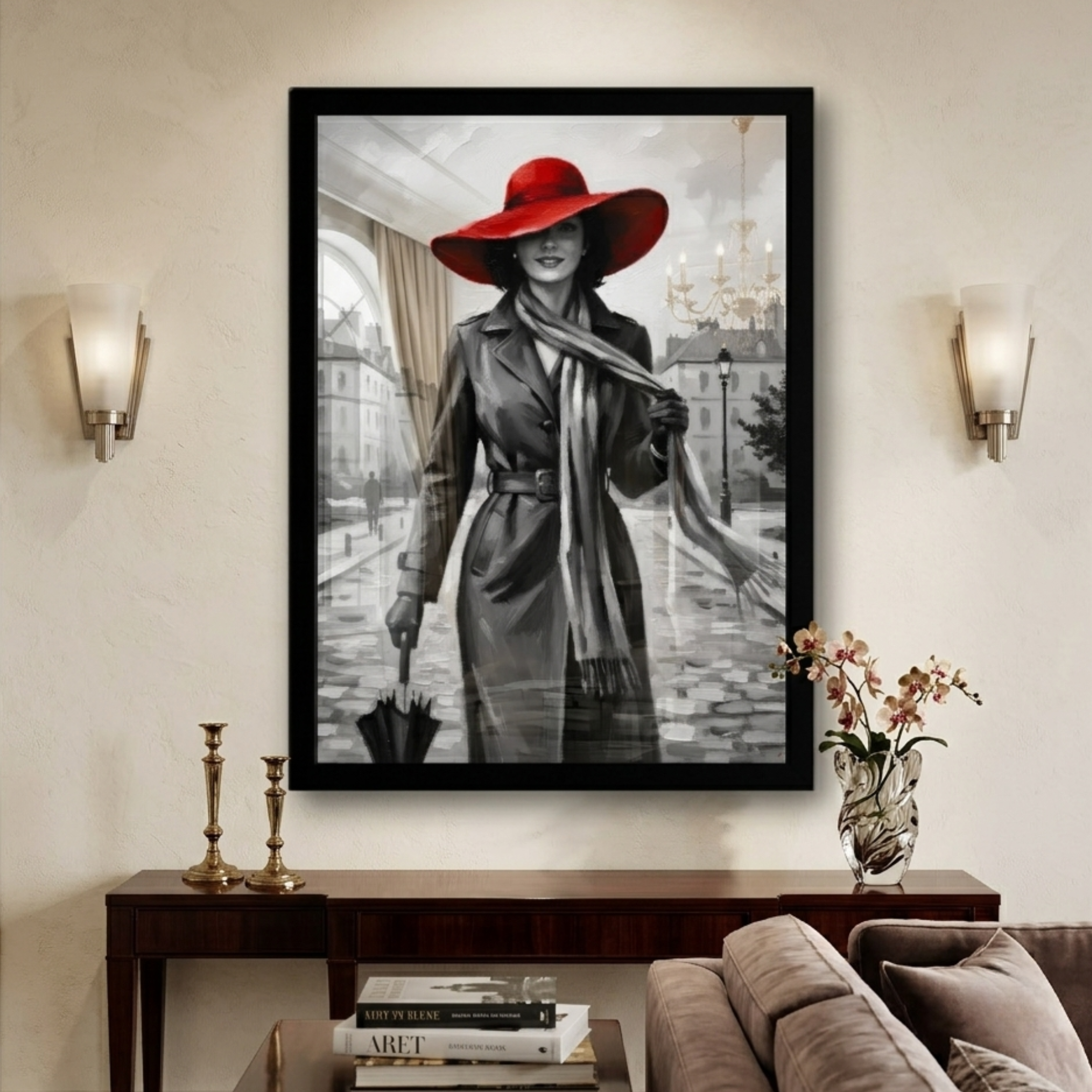 Vintage Parisian Red Hat Wall Frame
