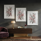 3-Piece Vintage Dusty Pink Floral Wall Frame Set