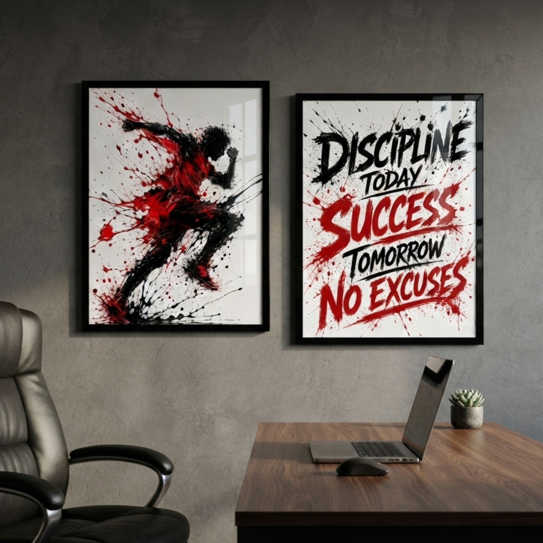 2-Piece Motivational Athletic Splatter Wall Frame Set