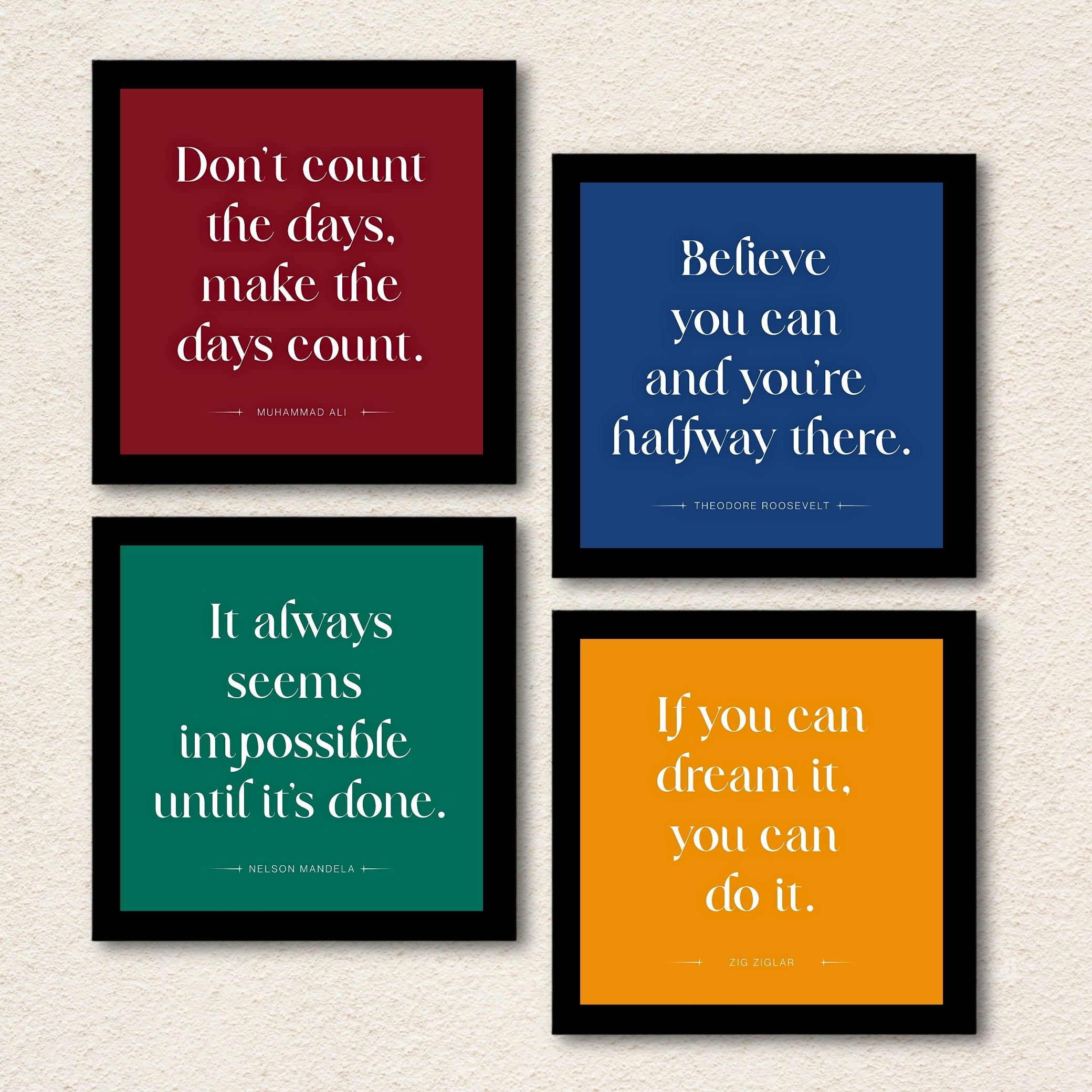 Motivational Quotes 4 Panel Wall Art Set
