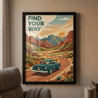 "Find Your Way" Vintage Road Trip Wall Art