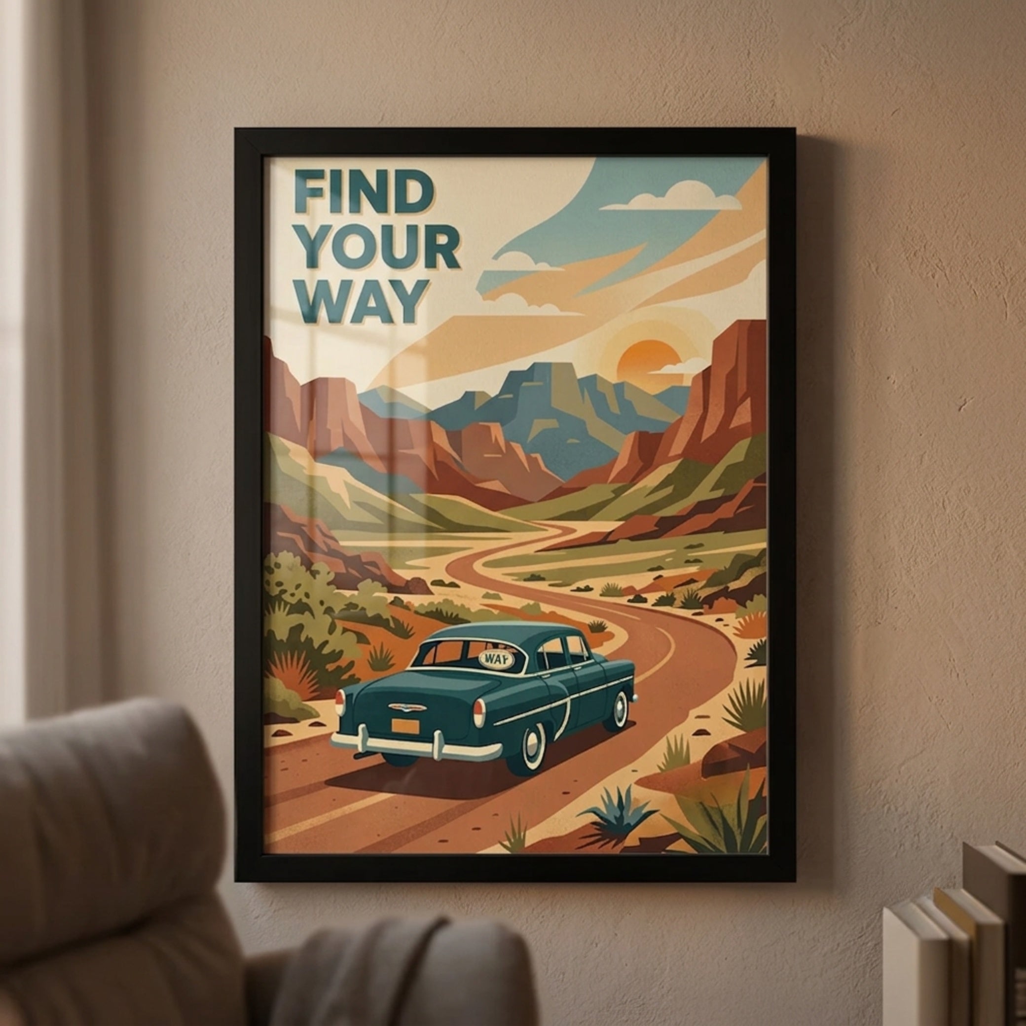 "Find Your Way" Vintage Road Trip Wall Art