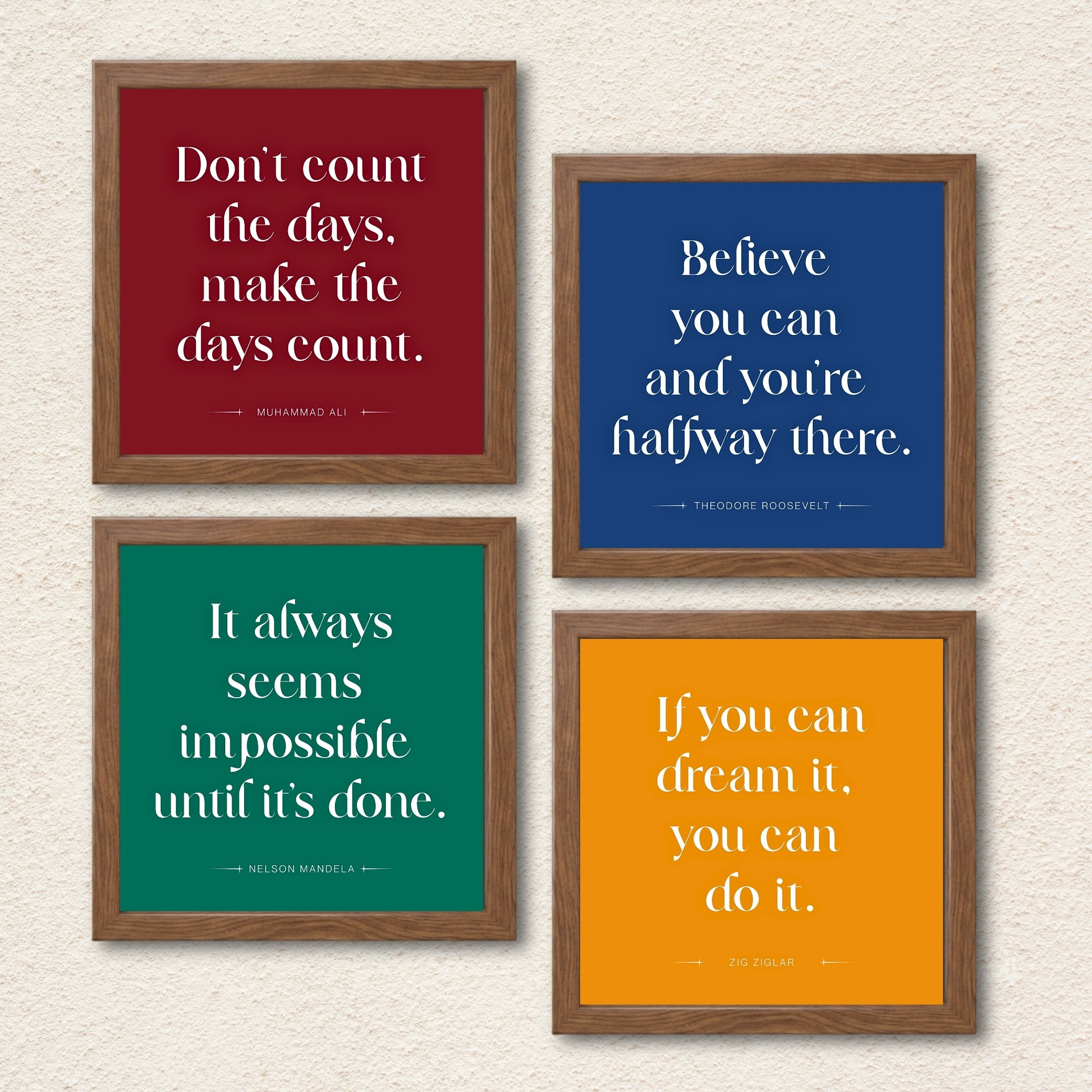 Motivational Quotes 4 Panel Wall Art Set