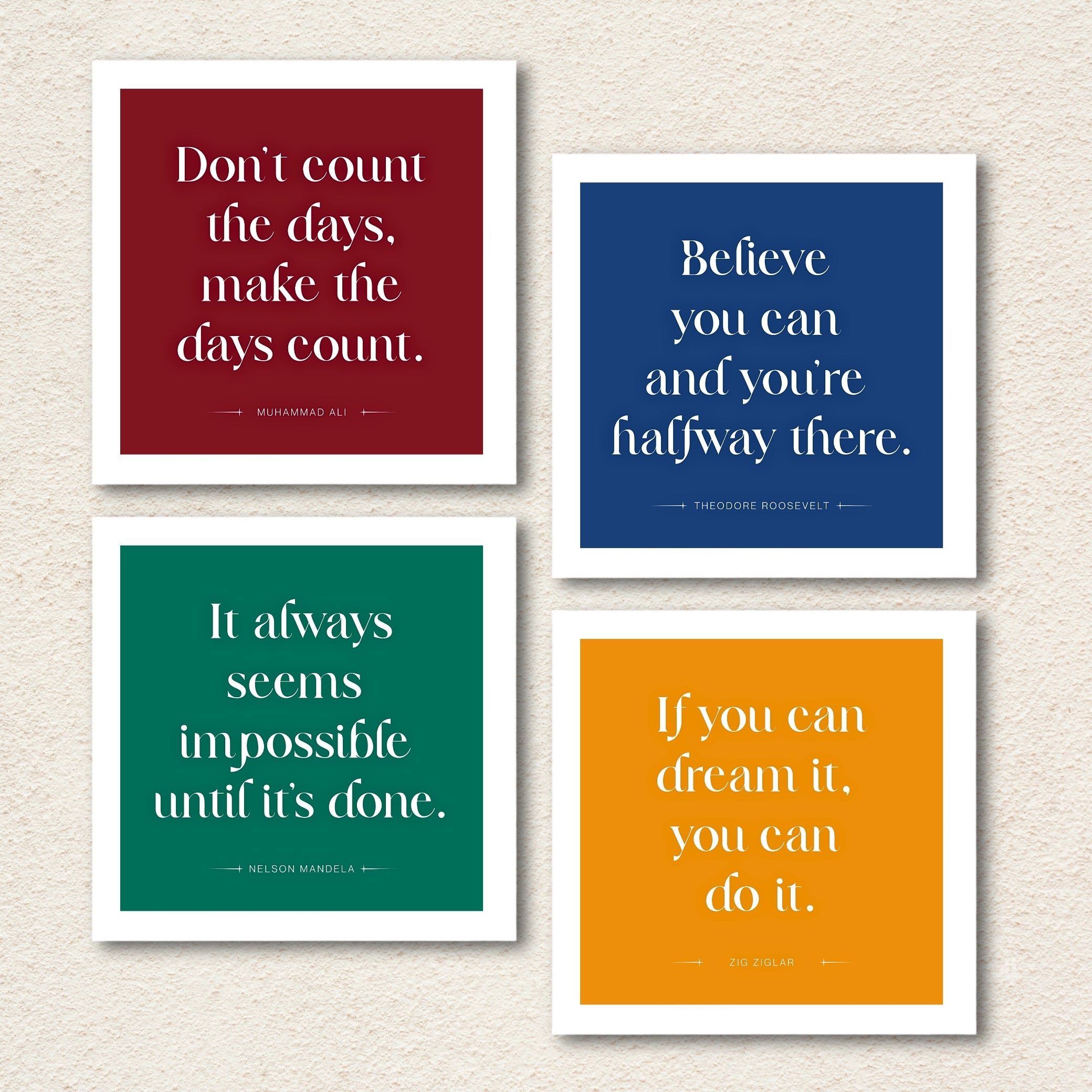 Motivational Quotes 4 Panel Wall Art Set