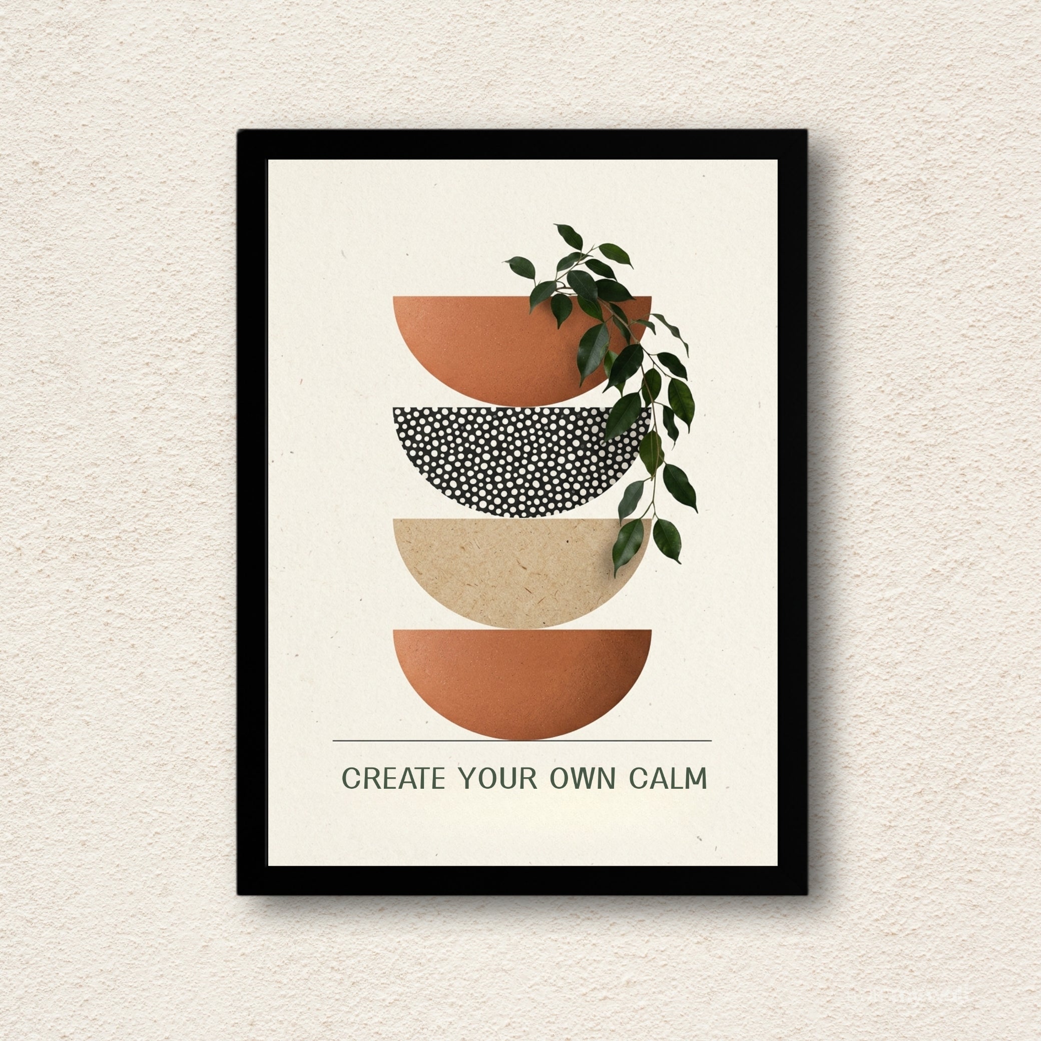 "Create Your Own Calm" Abstract Minimalist Wall Frame