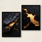 Golden Fracture Noir – 2-Panel Kintsugi-Inspired Aesthetic Set